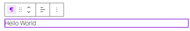 A screenshot of the paragraph block with a purple border.